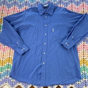 Mens Faconnable USA Blue Button Down Dress Shirt Office Work 5/16.5 L